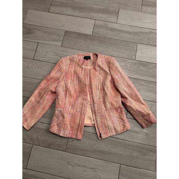 Talbots Full Zip Tweed Barbie core Career Jacket Women's Pink Size 10 - Picture 1 of 12
